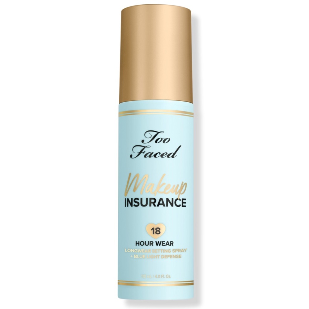 Too Faced Makeup Insurance Longwear Setting Spray + Blue Light Defense.